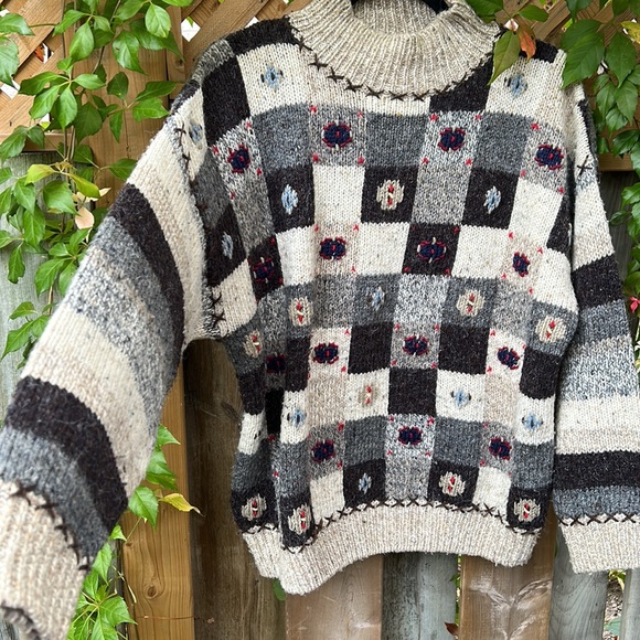 Vintage Patchwork Knit Sweater - Picture 3 of 8